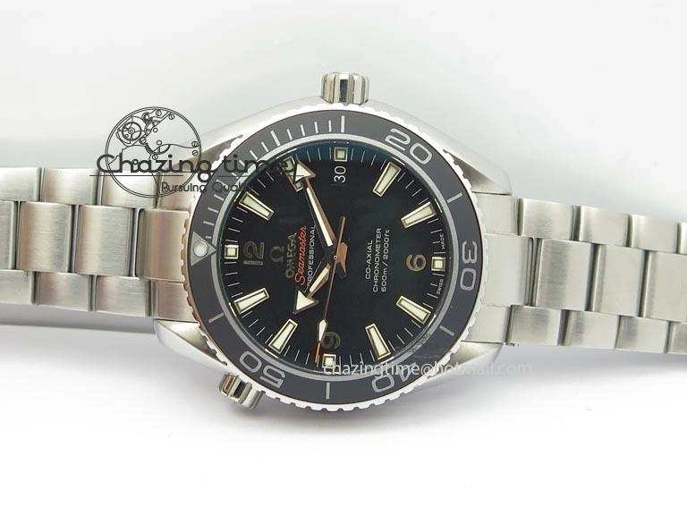 0314 Planet Ocean SS Bp Maker 45mm Black Bezel On SS Bracelet A OnTrend 8218